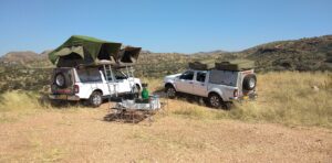 Namibia 4x4 Rentals Campervan in the desert with camping equipment